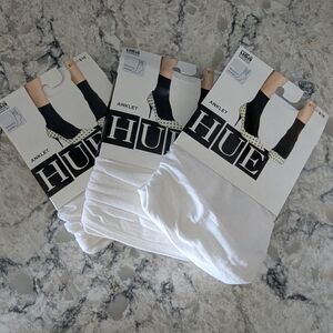 HUE White Slouchy Anklet Socks Pack of 3 NWT